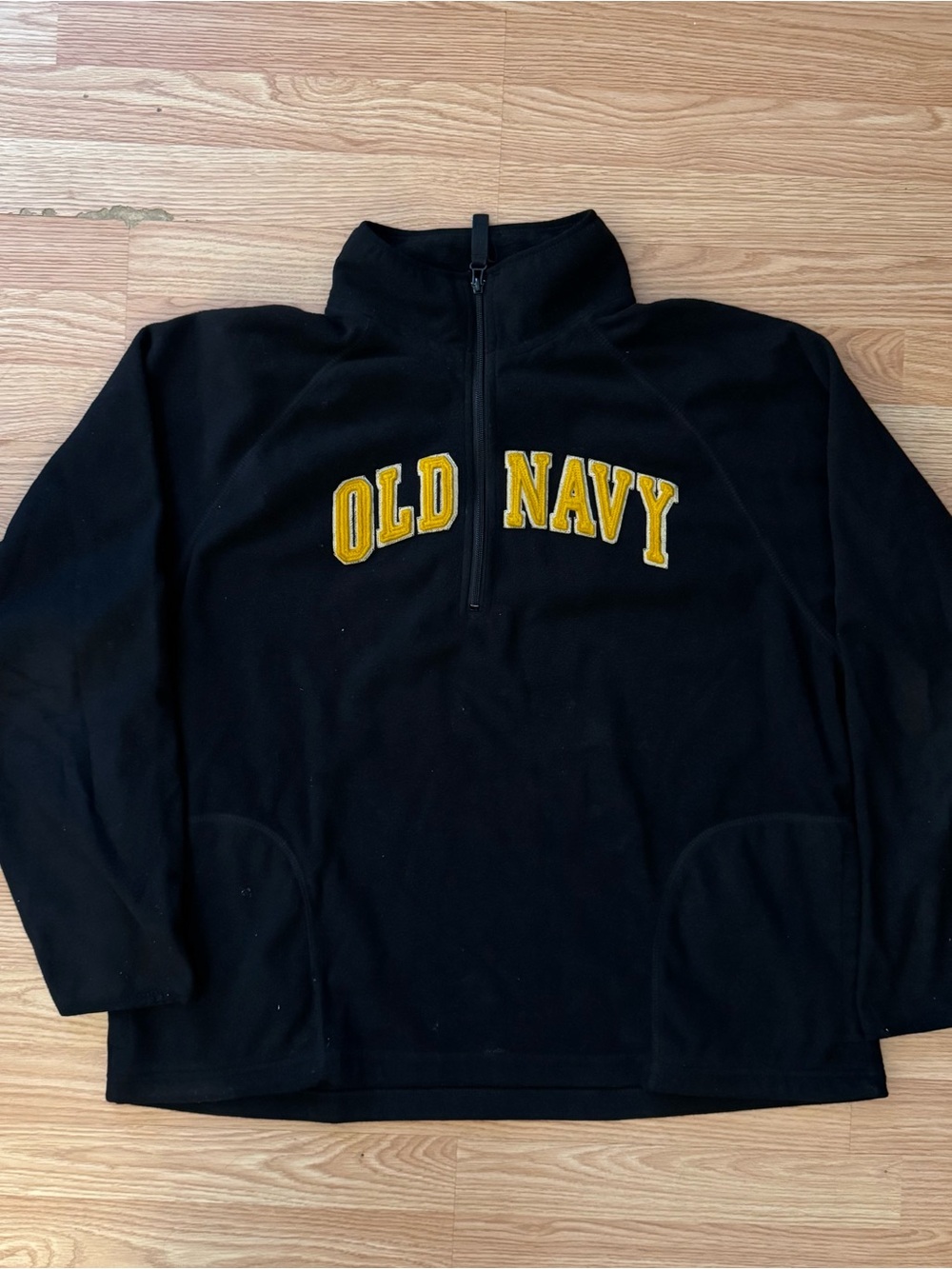 Old Navy Black Half-Zip Fleece Pullover with Yellow Logo